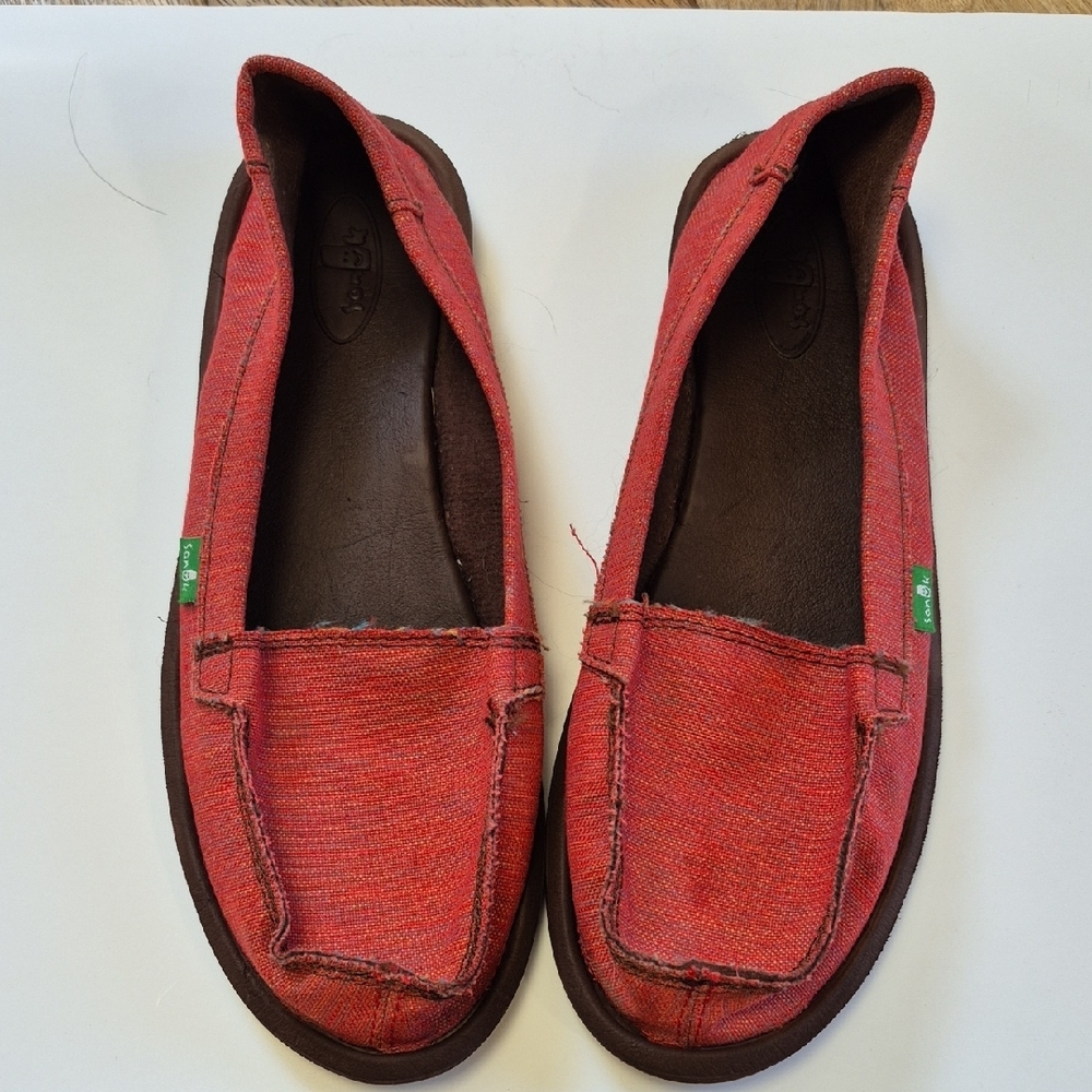 Sanuk Red Casual Loafers Moccasin Flats